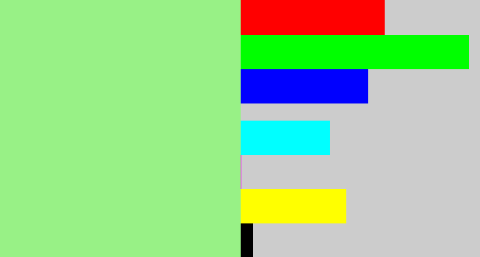 Hex color #98f186 - light green