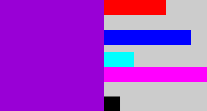 Hex color #9900d6 - vibrant purple