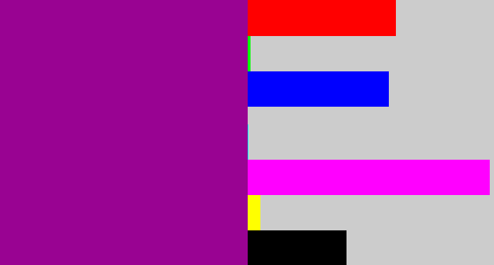Hex color #990392 - barney purple
