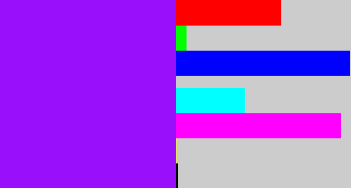 Hex color #990ffc - vivid purple