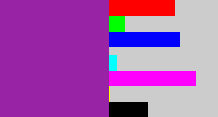 Hex color #9923a5 - warm purple