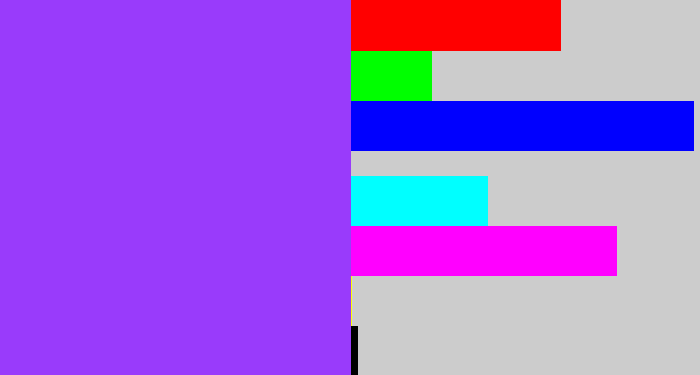 Hex color #993bfb - electric purple