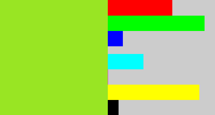 Hex color #99e523 - yellowish green
