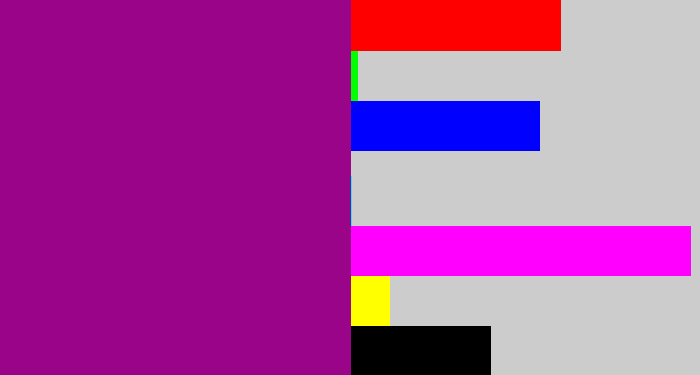 Hex color #9a0489 - barney purple