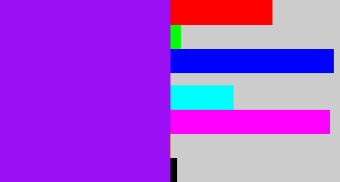 Hex color #9a0ff4 - violet
