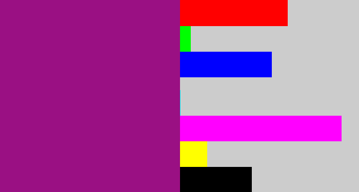 Hex color #9a1083 - barney purple