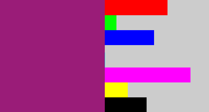 Hex color #9a1c78 - warm purple