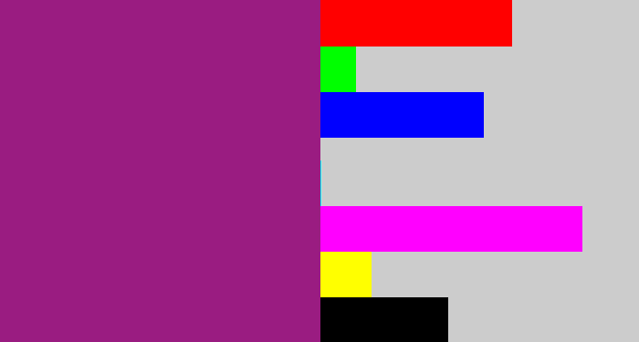 Hex color #9a1c81 - warm purple