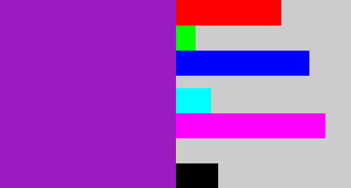 Hex color #9a1cc1 - barney