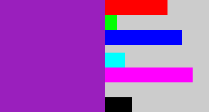 Hex color #9a1fbd - barney