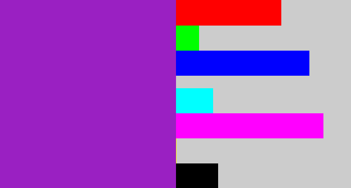 Hex color #9a20c2 - barney