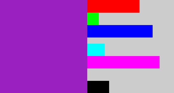 Hex color #9a21c0 - barney