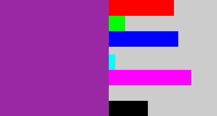 Hex color #9a27a4 - warm purple