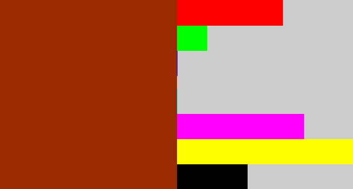 Hex color #9a2b00 - auburn
