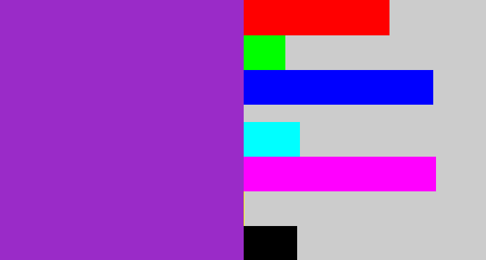 Hex color #9a2bc8 - barney
