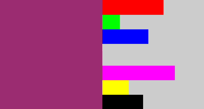 Hex color #9a2c72 - warm purple