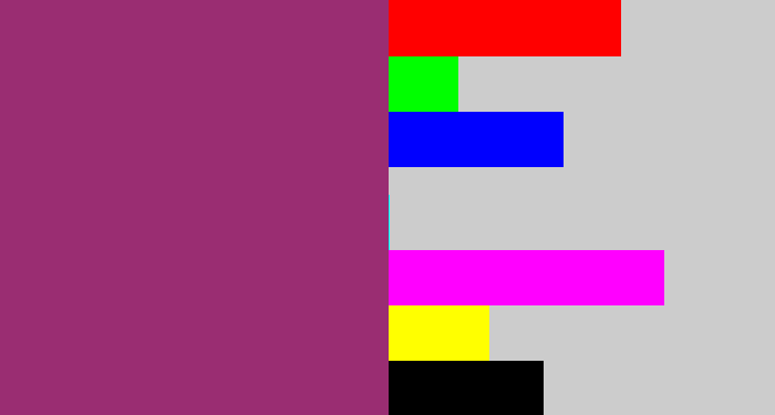 Hex color #9a2d72 - warm purple