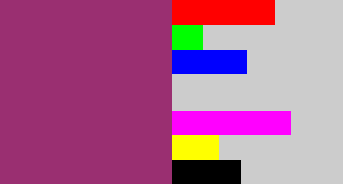 Hex color #9a2f71 - warm purple