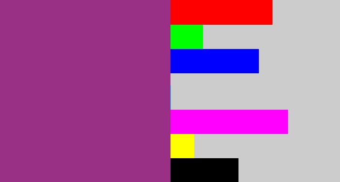 Hex color #9a3085 - warm purple
