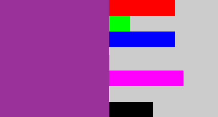 Hex color #9a319a - warm purple