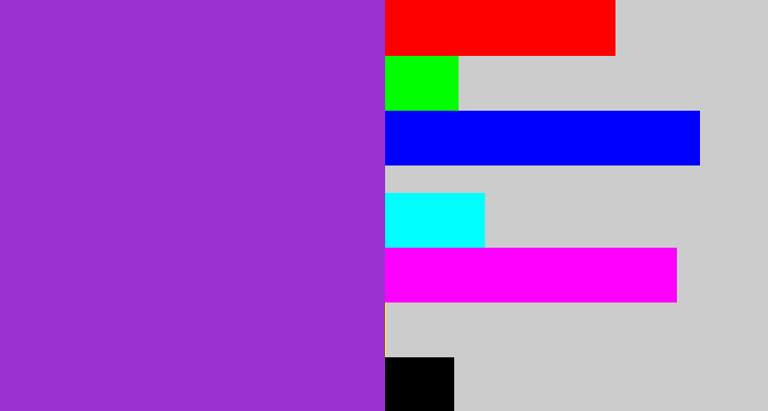 Hex color #9a31d0 - purply