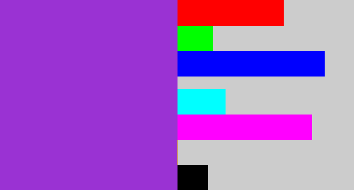 Hex color #9a32d3 - purply