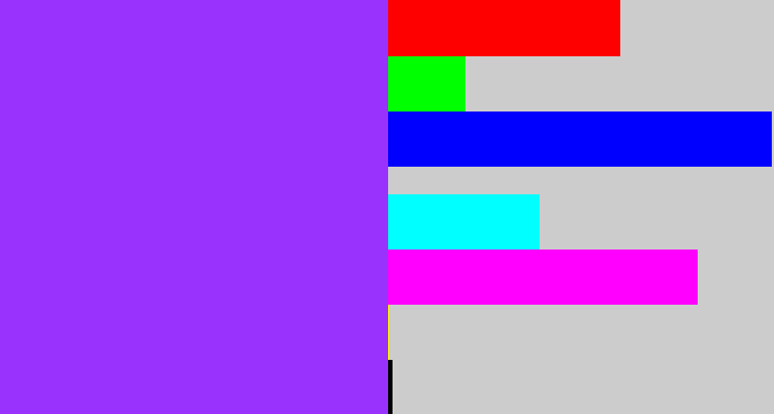Hex color #9a32fd - electric purple