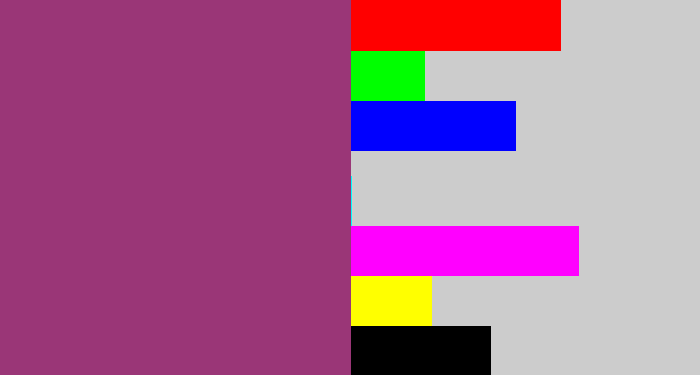 Hex color #9a3677 - warm purple