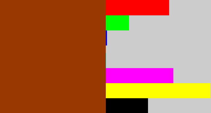 Hex color #9a3802 - russet