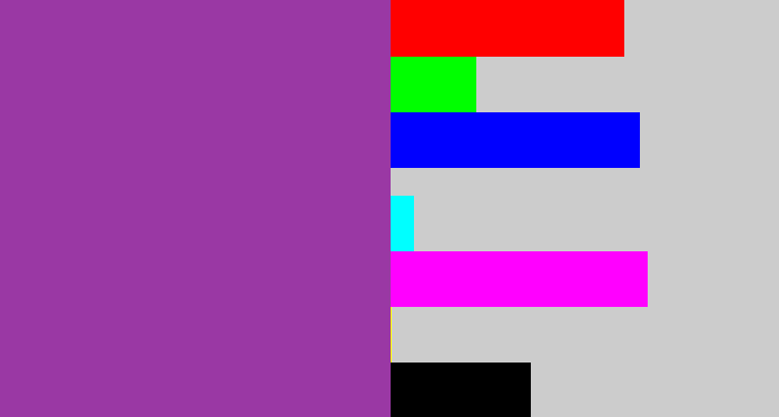 Hex color #9a38a4 - medium purple