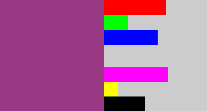 Hex color #9a3a85 - warm purple