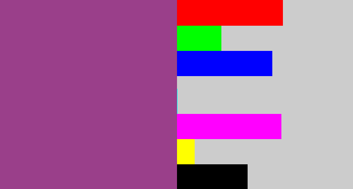 Hex color #9a3f8a - warm purple