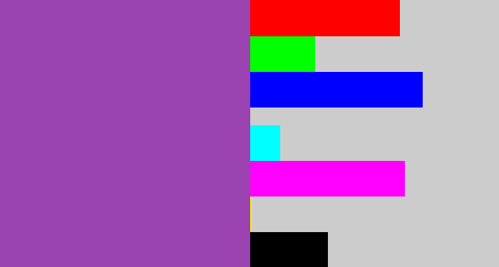 Hex color #9a42af - purply