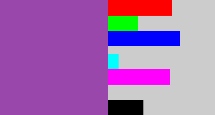 Hex color #9a47ab - medium purple