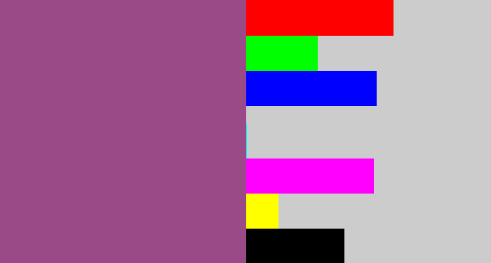 Hex color #9a4a86 - light plum