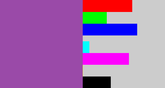 Hex color #9a4aa8 - medium purple
