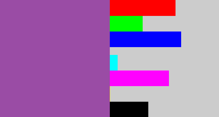 Hex color #9a4ca5 - medium purple
