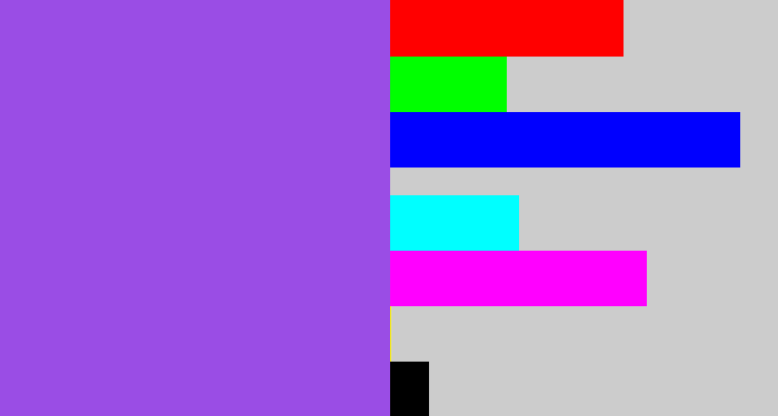 Hex color #9a4de5 - lightish purple