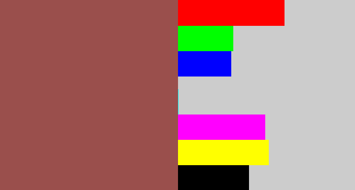 Hex color #9a4f4c - light maroon