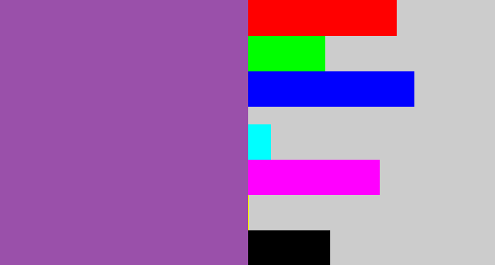 Hex color #9a50aa - medium purple
