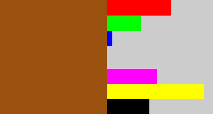Hex color #9a520e - warm brown