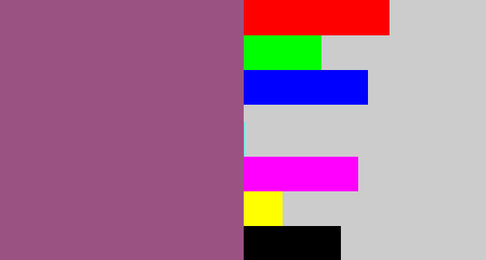 Hex color #9a5282 - light plum