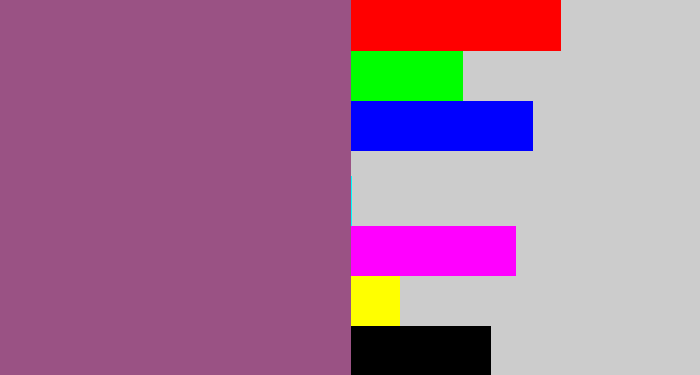 Hex color #9a5284 - light plum