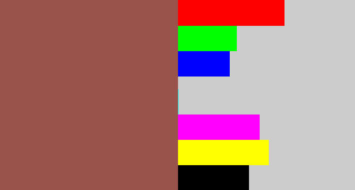 Hex color #9a534b - light maroon