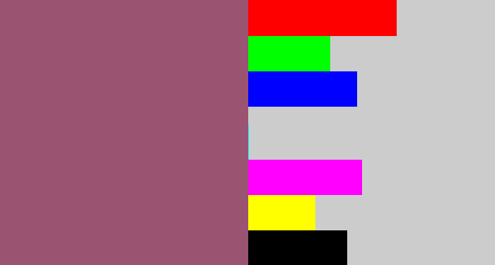 Hex color #9a5371 - light plum