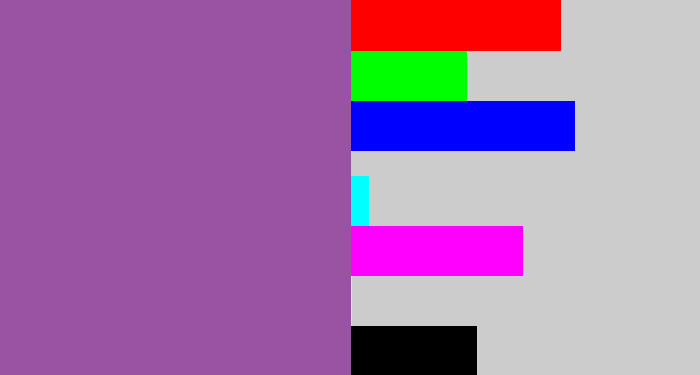 Hex color #9a53a2 - medium purple