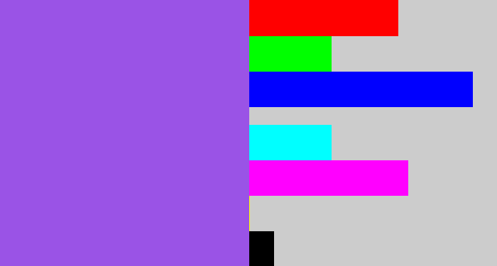 Hex color #9a53e6 - lightish purple