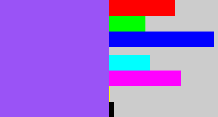 Hex color #9a53f6 - lighter purple