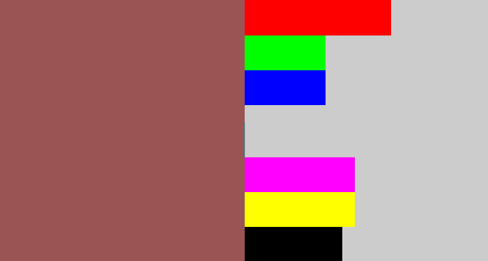 Hex color #9a5454 - light maroon
