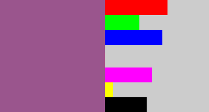 Hex color #9a558d - purpleish